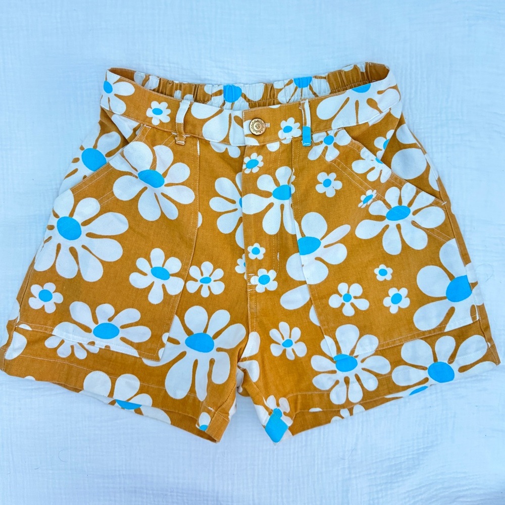 Big Bud Press Lazy Daisy Mustard Rare Work Shorts EUC